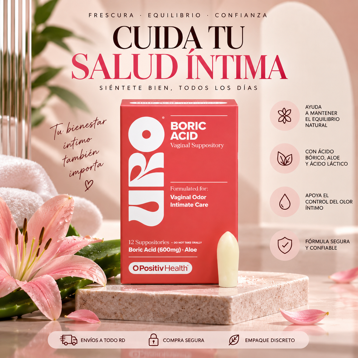 URO: ÓVULO DE ÁCIDO BÓRICO - 12 UNIDADES POR CAJITA